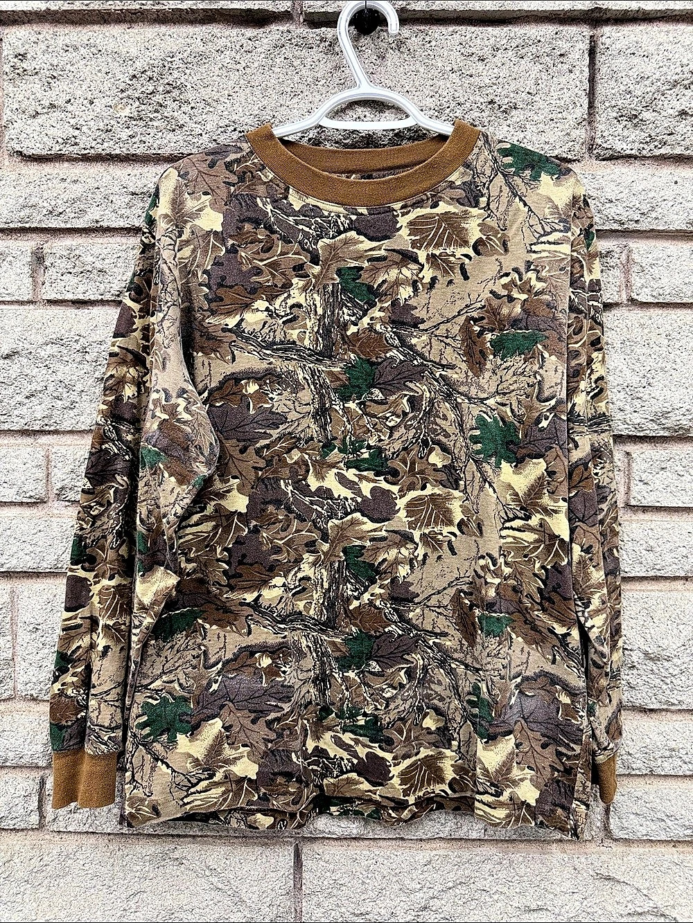 Vintage Jonathan G Original Woodland Camo Long Sleeve Shirt Cotton S 22” P2P